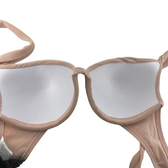 Ree Bees Swimwear Powder Pink Clamshell Bikini Top Tie Womens Size Small - Picture 3 of 5